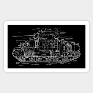 M4A4 Sherman Tank Diagram (white) Sticker